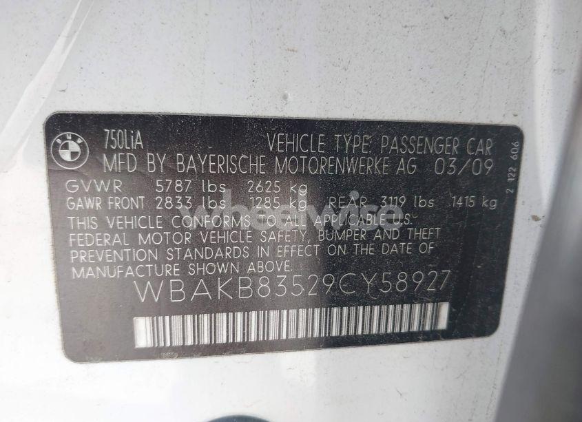 Photo 9 of 2009 Bmw 750li (VIN WBAKB83529CY58927)