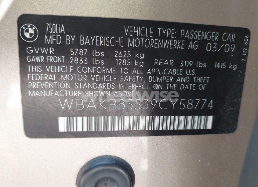 Photo 9 of 2009 Bmw 750li (VIN WBAKB83539CY58774)