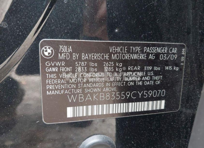 Photo 9 of 2009 Bmw 750li (VIN WBAKB83559CY59070)