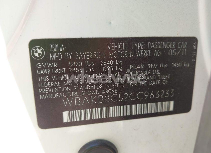 Photo 9 of 2012 Bmw 750li (VIN WBAKB8C52CC963233)