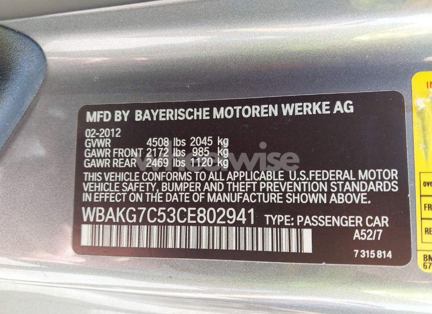 Photo 9 of 2012 Bmw 335i (VIN WBAKG7C53CE802941)