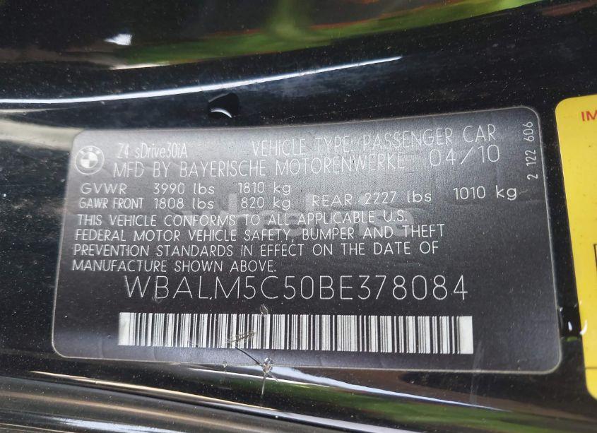 Photo 9 of 2011 Bmw Z4 SDRIVE30I (VIN WBALM5C50BE378084)