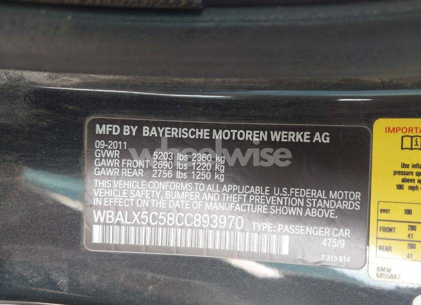 Photo 9 of 2012 Bmw 650i XDRIVE (VIN WBALX5C58CC893970)