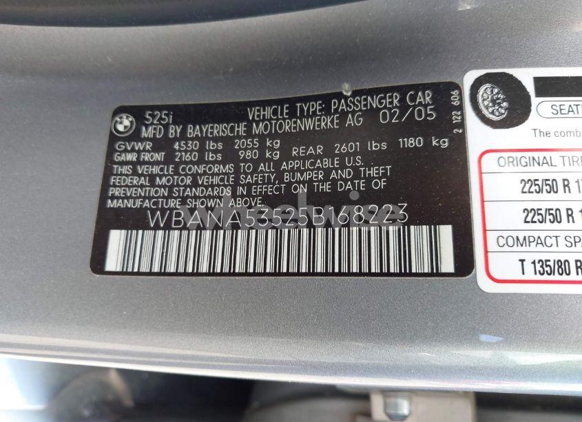 Photo 9 of 2005 Bmw 525i (VIN WBANA53525B168223)