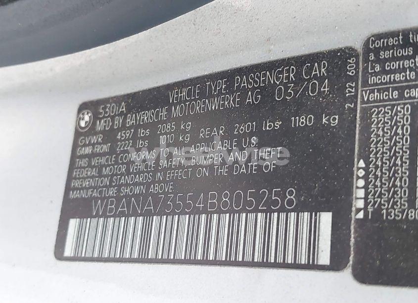 Photo 9 of 2004 Bmw 530i (VIN WBANA73554B805258)
