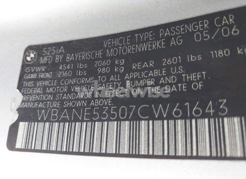 Photo 9 of 2007 Bmw 525i (VIN WBANE53507CW61643)