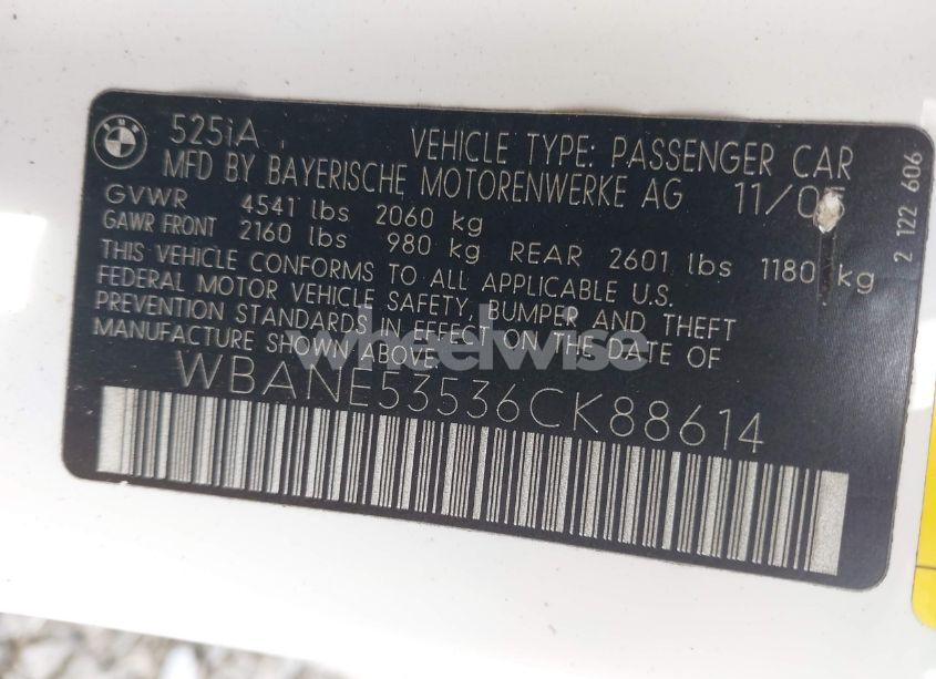 Photo 9 of 2006 Bmw 525i (VIN WBANE53536CK88614)