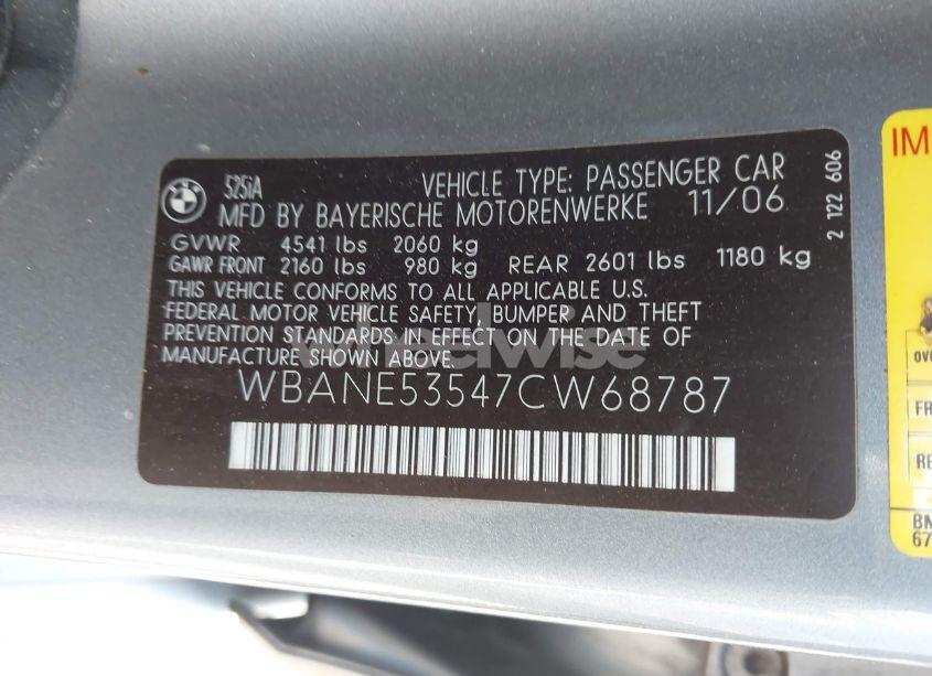 Photo 9 of 2007 Bmw 525i (VIN WBANE53547CW68787)