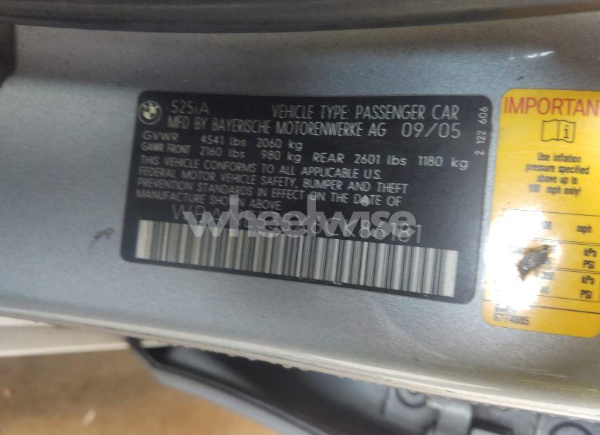 Photo 9 of 2006 Bmw 525i (VIN WBANE535X6CK86181)