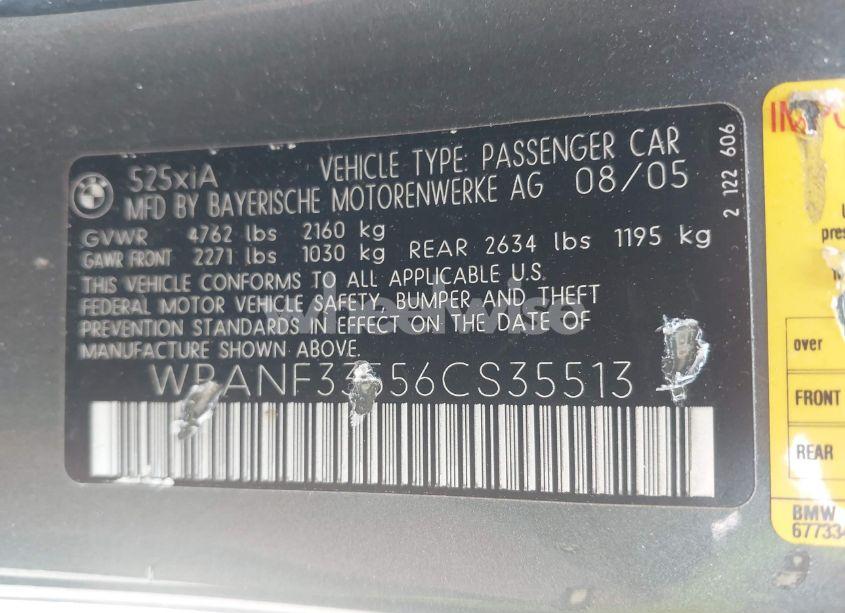 Photo 9 of 2006 Bmw 525xi (VIN WBANF33556CS35513)