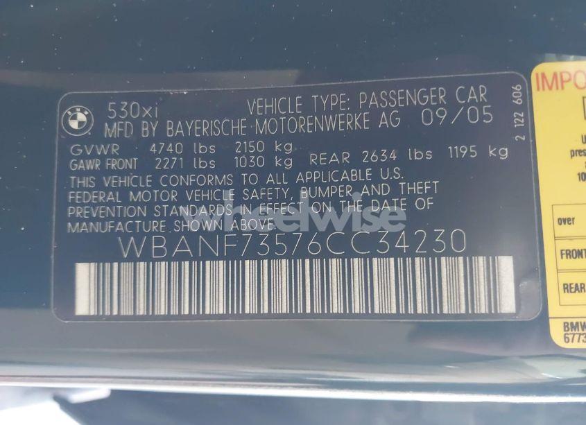 Photo 9 of 2006 Bmw 530xi (VIN WBANF73576CC34230)