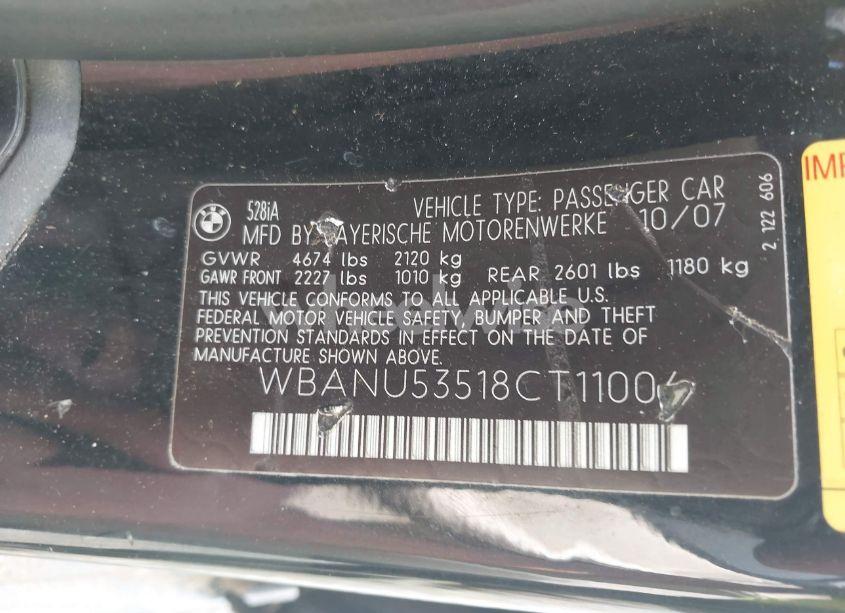 Photo 9 of 2008 Bmw 528i (VIN WBANU53518CT11006)