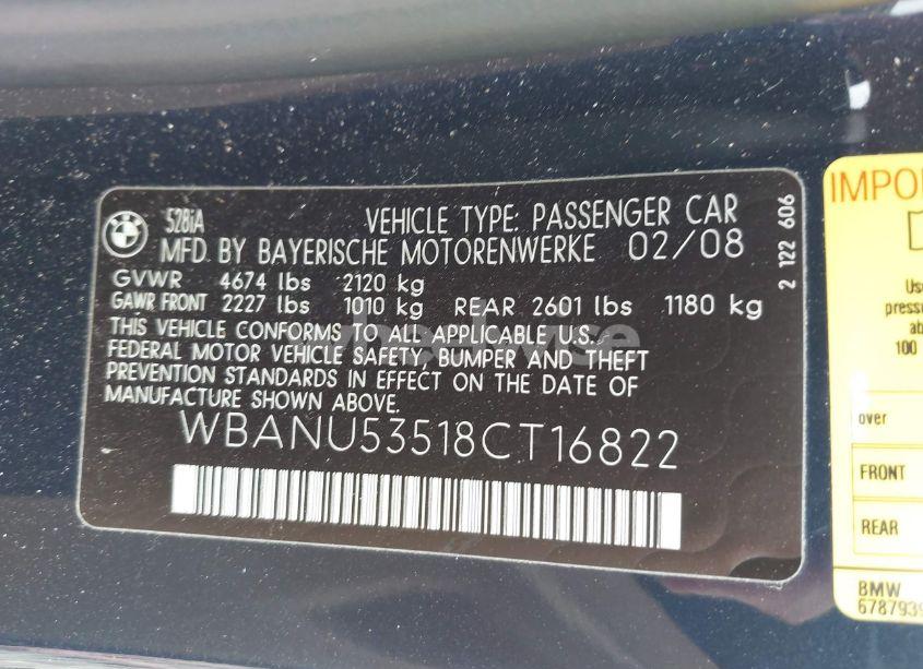 Photo 9 of 2008 Bmw 528i (VIN WBANU53518CT16822)