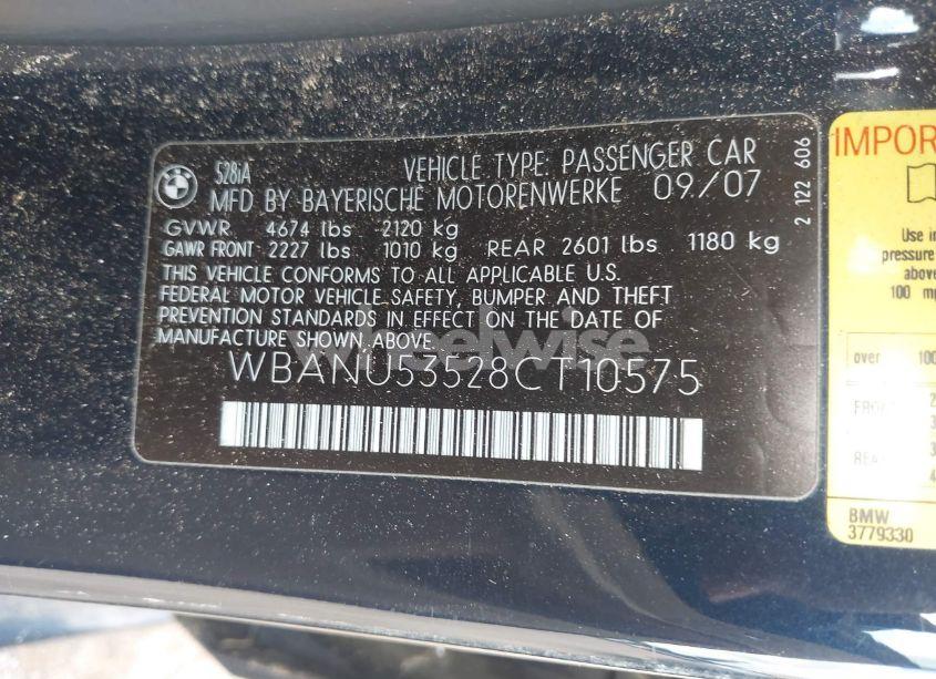 Photo 9 of 2008 Bmw 528i (VIN WBANU53528CT10575)