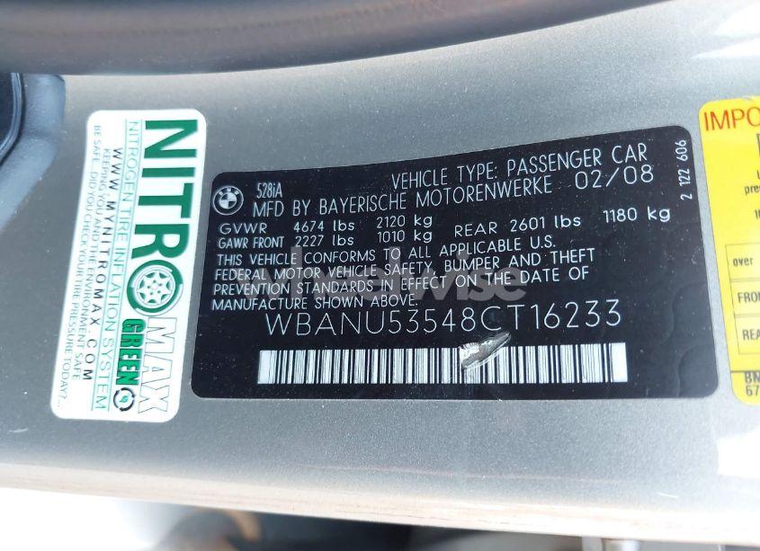 Photo 9 of 2008 Bmw 528i (VIN WBANU53548CT16233)