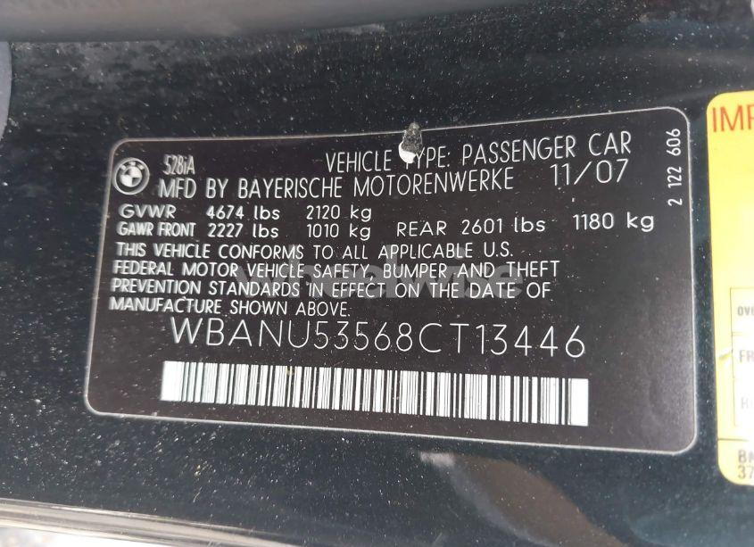 Photo 9 of 2008 Bmw 528i (VIN WBANU53568CT13446)