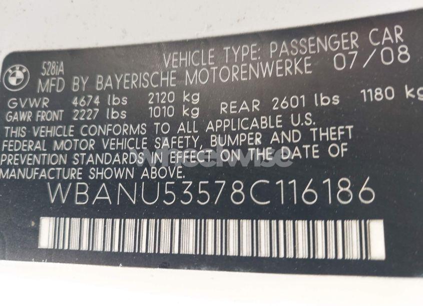 Photo 9 of 2008 Bmw 528i (VIN WBANU53578C116186)