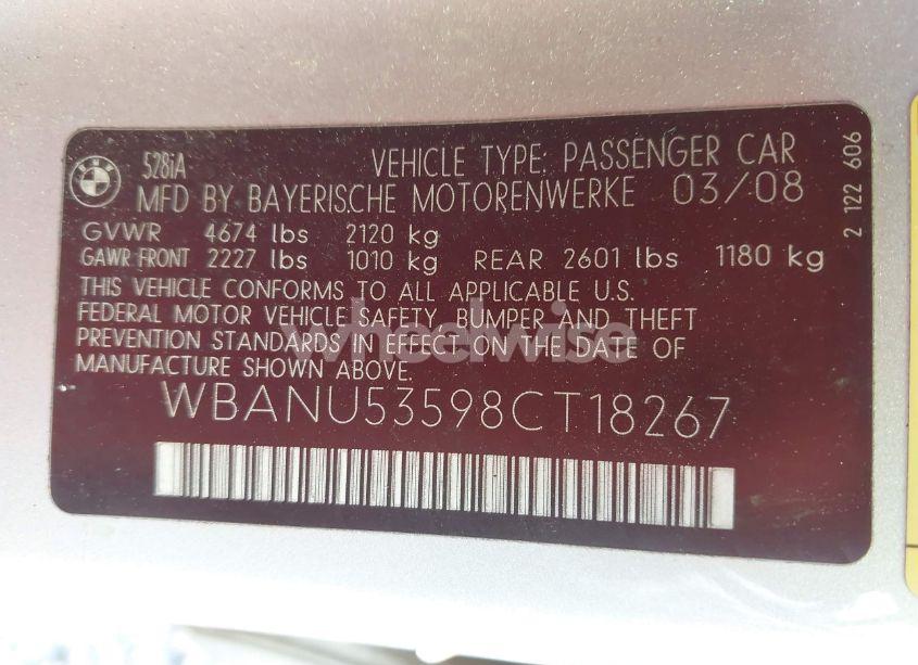 Photo 9 of 2008 Bmw 528i (VIN WBANU53598CT18267)