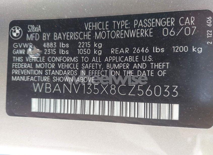 Photo 9 of 2008 Bmw 528xi (VIN WBANV135X8CZ56033)