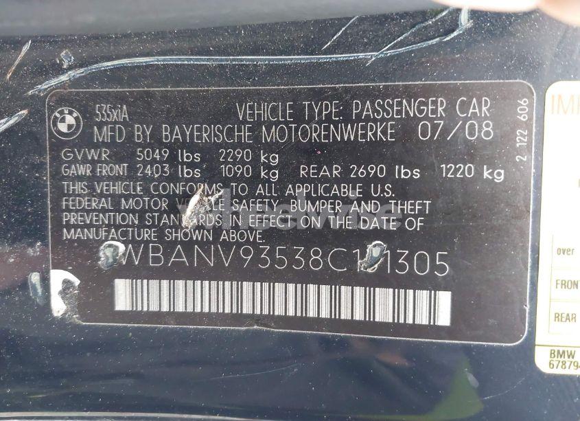 Photo 9 of 2008 Bmw 535xi (VIN WBANV93538C131305)