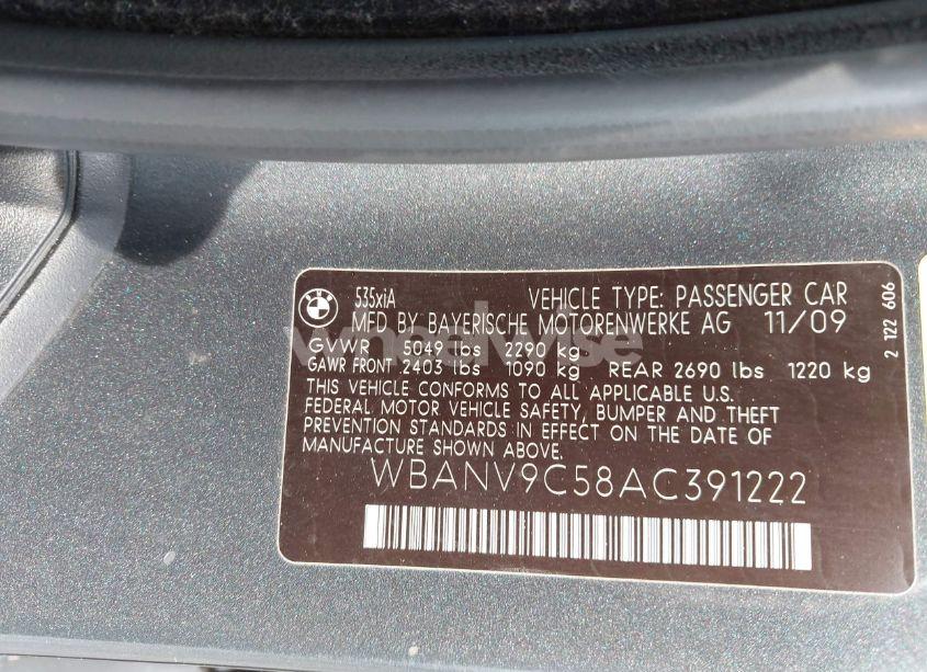 Photo 9 of 2010 Bmw 535i XDRIVE (VIN WBANV9C58AC391222)