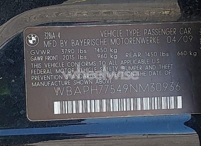 Photo 9 of 2009 Bmw 328i (VIN WBAPH77549NM30936)