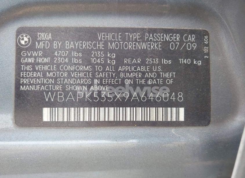 Photo 9 of 2009 Bmw 328i XDRIVE (VIN WBAPK535X9A646048)