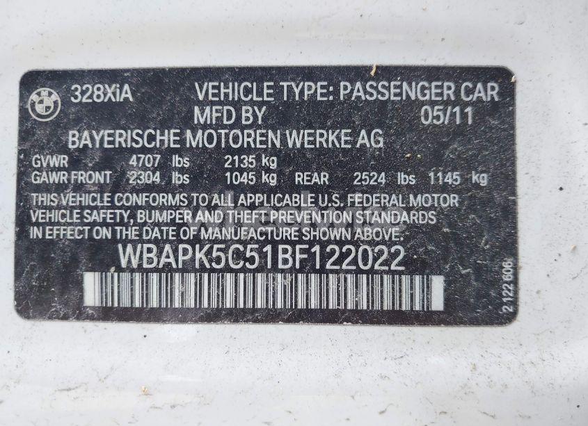 Photo 9 of 2011 Bmw 328i XDRIVE (VIN WBAPK5C51BF122022)