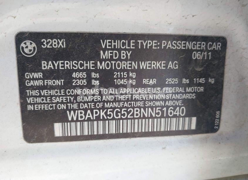 Photo 9 of 2011 Bmw 328i XDRIVE (VIN WBAPK5G52BNN51640)