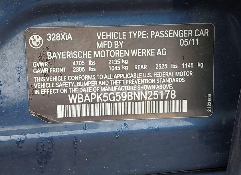 Photo 9 of 2011 Bmw 328i XDRIVE (VIN WBAPK5G59BNN25178)