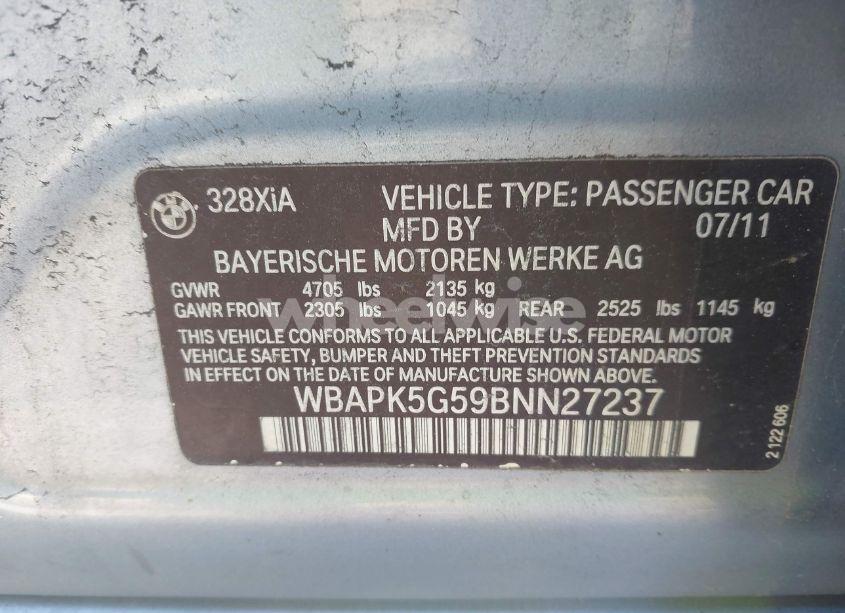 Photo 9 of 2011 Bmw 328i XDRIVE (VIN WBAPK5G59BNN27237)