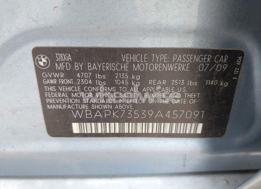 Photo 9 of 2009 Bmw 328i XDRIVE (VIN WBAPK73539A457091)