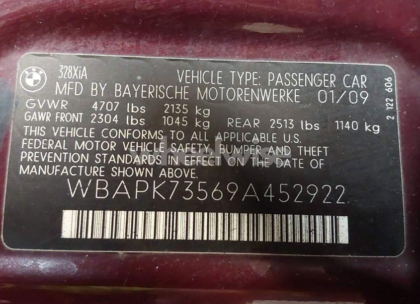 Photo 9 of 2009 Bmw 328i XDRIVE (VIN WBAPK73569A452922)