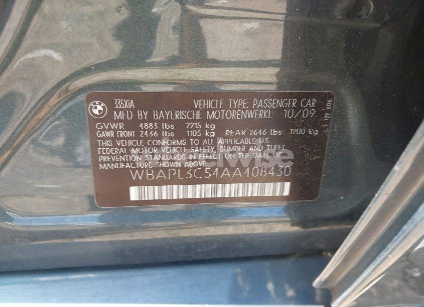 Photo 9 of 2010 Bmw 335i XDRIVE (VIN WBAPL3C54AA408430)