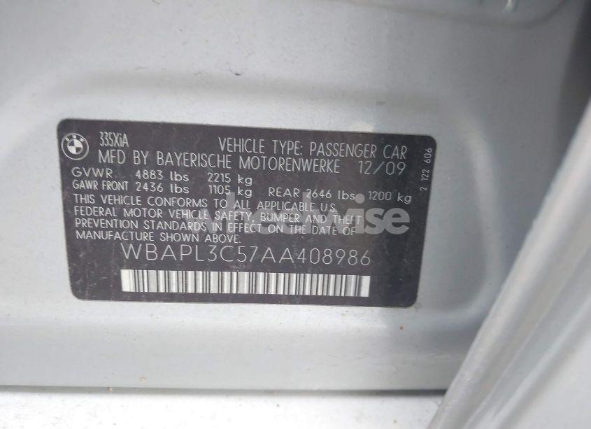 Photo 9 of 2010 Bmw 335i XDRIVE (VIN WBAPL3C57AA408986)