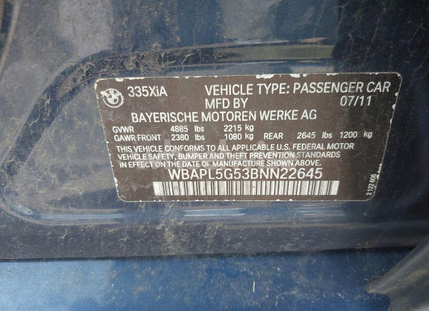 Photo 9 of 2011 Bmw 335i XDRIVE (VIN WBAPL5G53BNN22645)