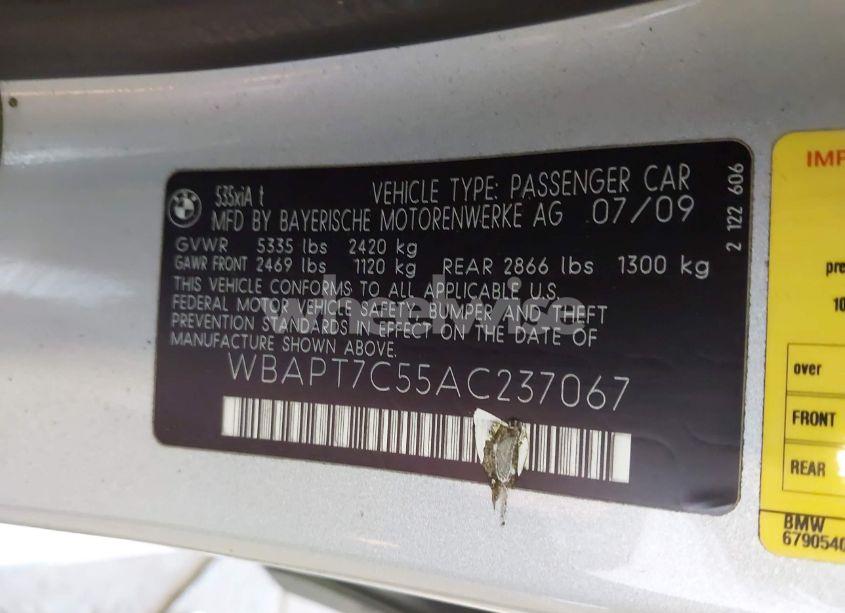 Photo 9 of 2010 Bmw 535i XDRIVE (VIN WBAPT7C55AC237067)