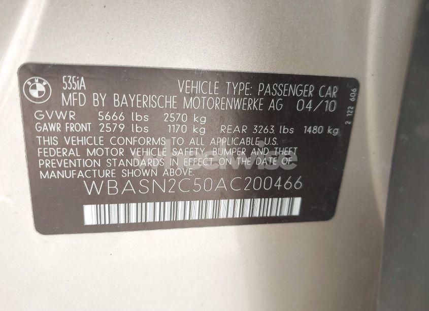 Photo 9 of 2010 Bmw 535i GRAN TURISMO (VIN WBASN2C50AC200466)