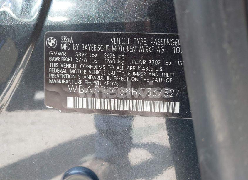 Photo 9 of 2011 Bmw 535i GRAN TURISMO XDRIVE (VIN WBASP2C58BC337327)