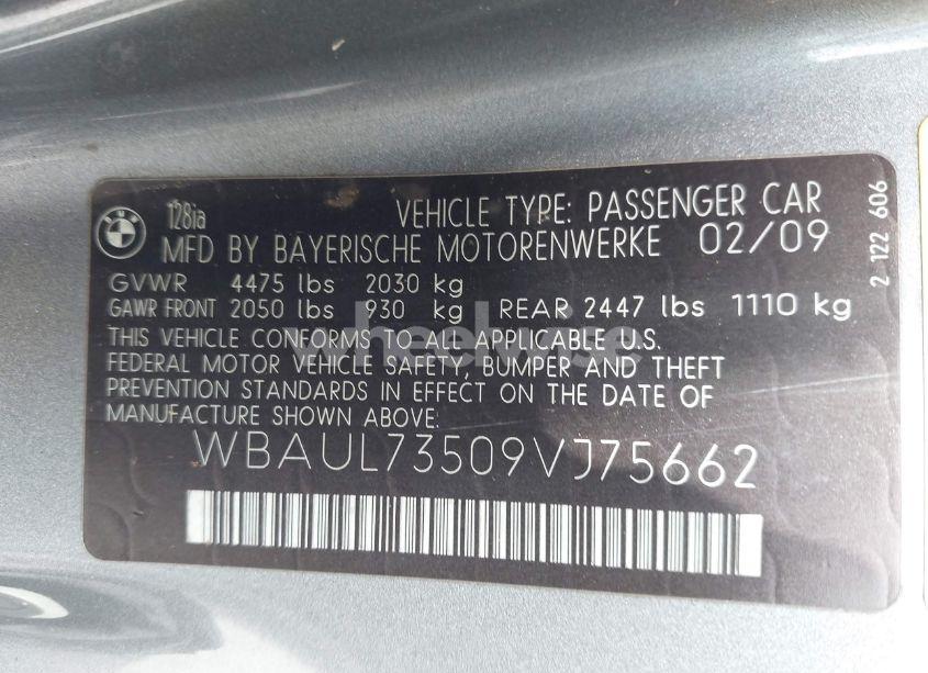 Photo 9 of 2009 Bmw 128i (VIN WBAUL73509VJ75662)