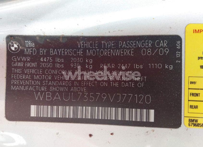 Photo 9 of 2009 Bmw 128i (VIN WBAUL73579VJ77120)