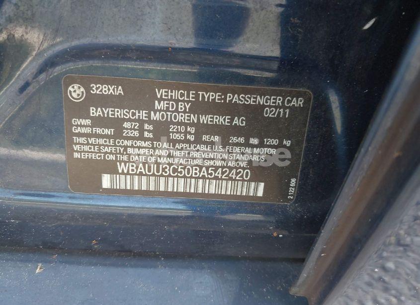 Photo 9 of 2011 Bmw 328i XDRIVE (VIN WBAUU3C50BA542420)
