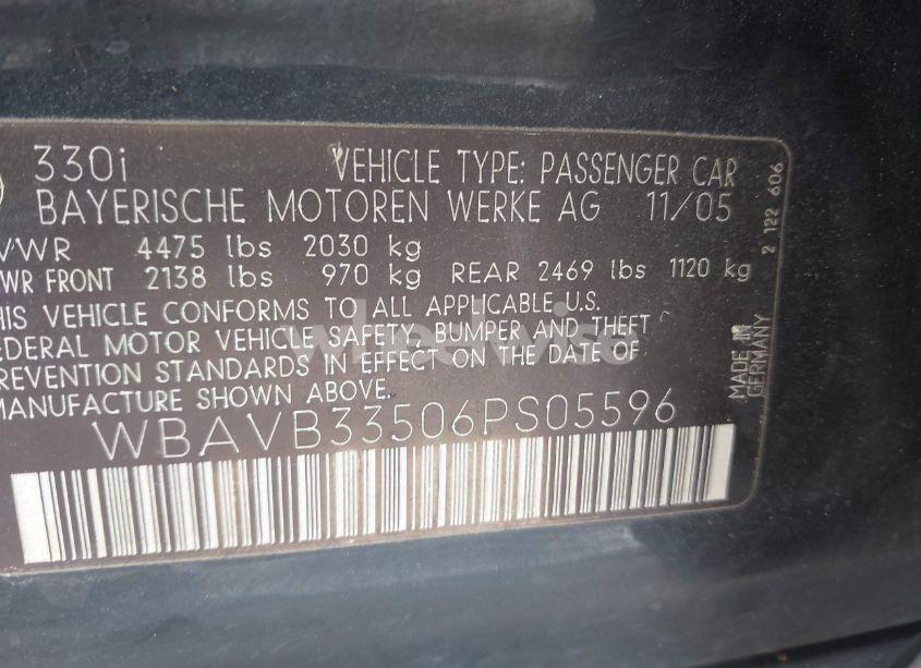 Photo 9 of 2006 Bmw 330i N/A (VIN WBAVB33506PS05596)