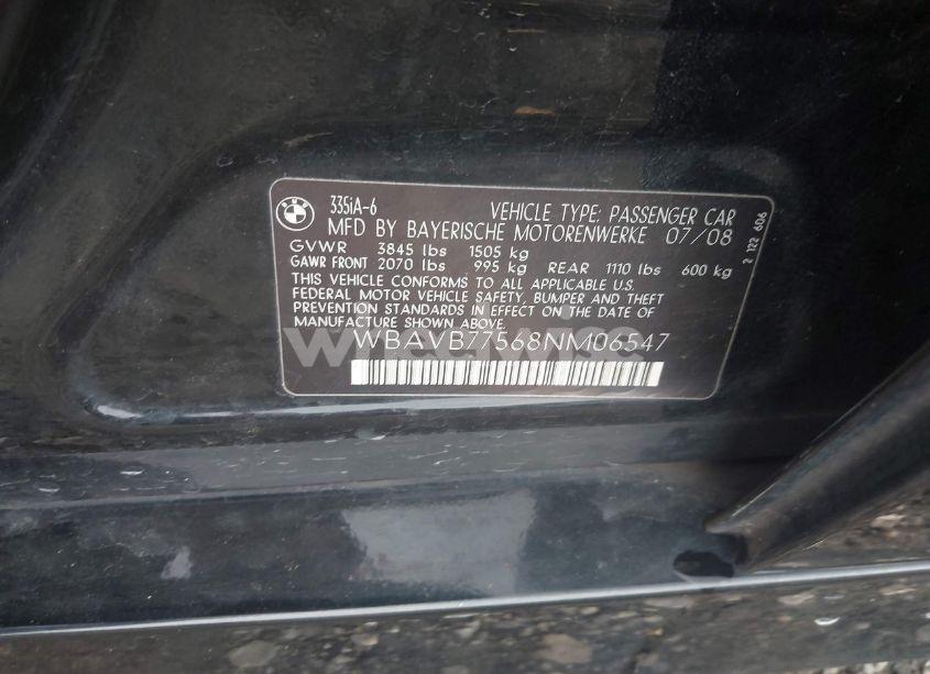 Photo 9 of 2008 Bmw 335i N/A (VIN WBAVB77568NM06547)