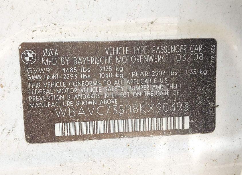 Photo 9 of 2008 Bmw 328xi (VIN WBAVC73508KX90393)