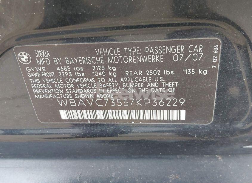 Photo 9 of 2007 Bmw 328xi (VIN WBAVC73557KP36229)