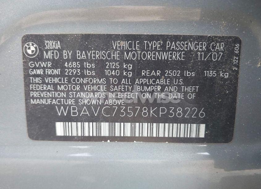 Photo 9 of 2008 Bmw 328xi (VIN WBAVC73578KP38226)