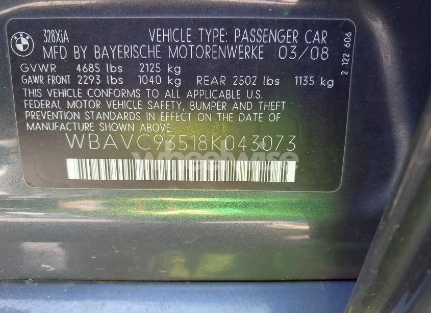 Photo 9 of 2008 Bmw 328xi (VIN WBAVC93518K043073)