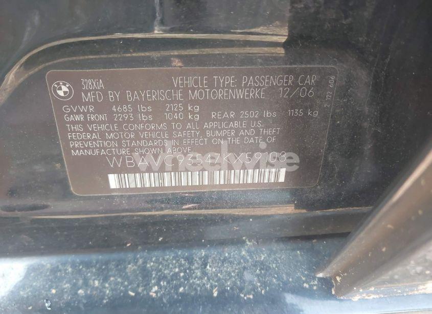 Photo 9 of 2007 Bmw 328xi (VIN WBAVC93547KX59108)