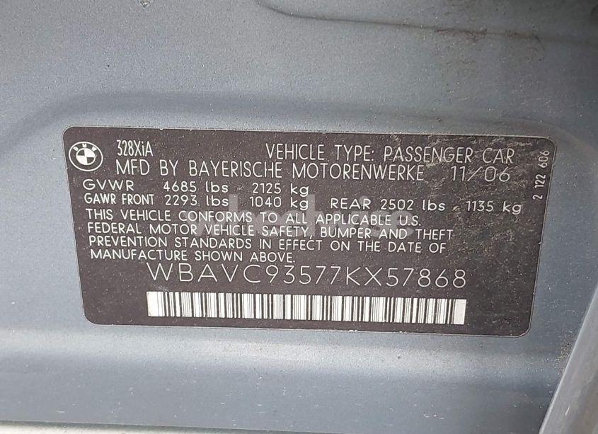 Photo 9 of 2007 Bmw 328xi (VIN WBAVC93577KX57868)